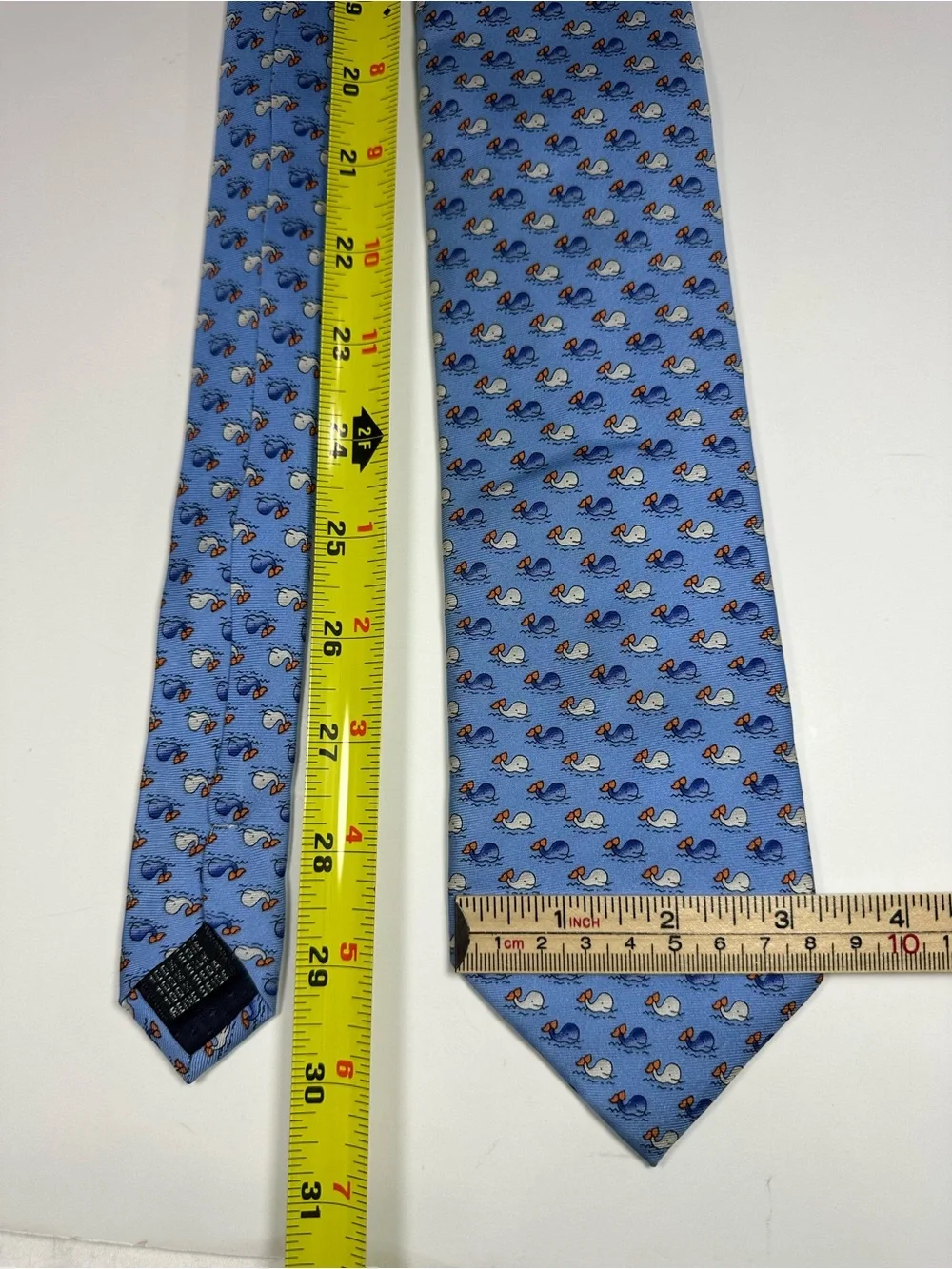 Casanova Venezia Whale Print Silk Tie Blue Novelty Marine Nautical Italy 60”